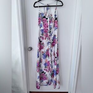 Floral long dress with open back